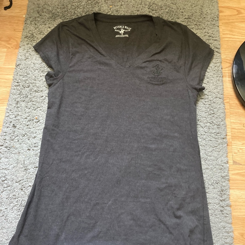 Beverly Hills Polo Club Fitted Gray Short Sleeve Tee
